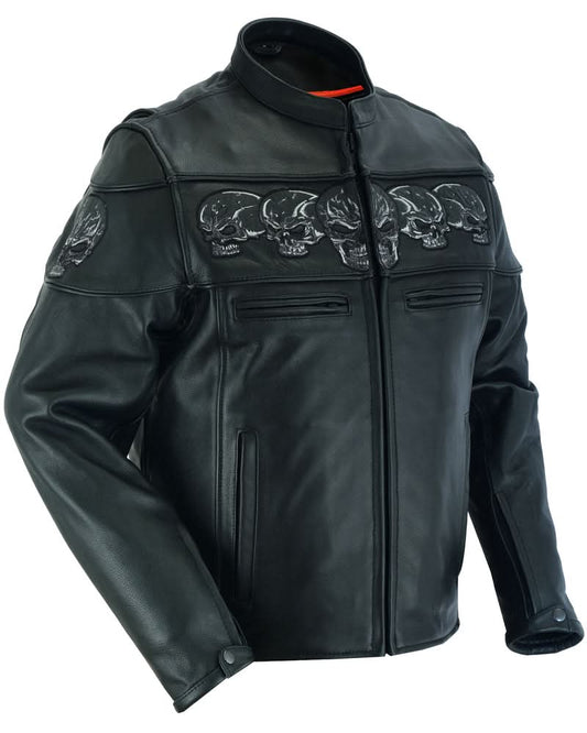 Men's Black Reflective Skulls Scooter Jacket