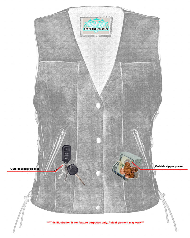 Women's Antique Brown Single Back Panel Concealed Carry Vest