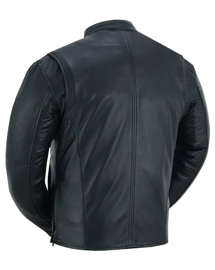 Men's Lightweight Drum Dyed Naked Lambskin Jacket - Black