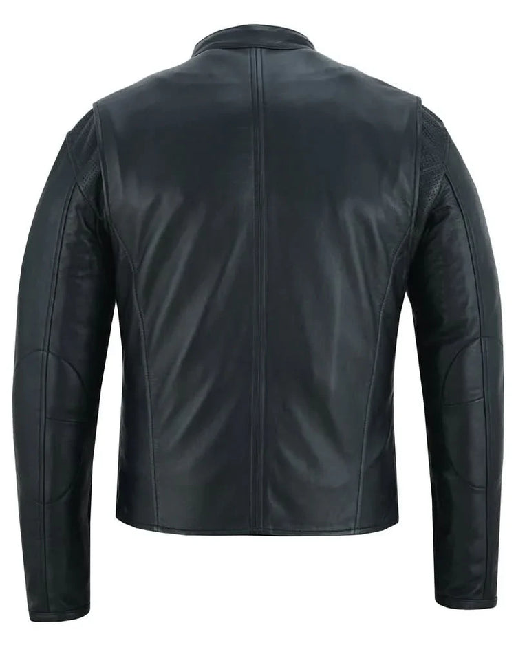 Men's Lightweight Drum Dyed Naked Lambskin Jacket - Black