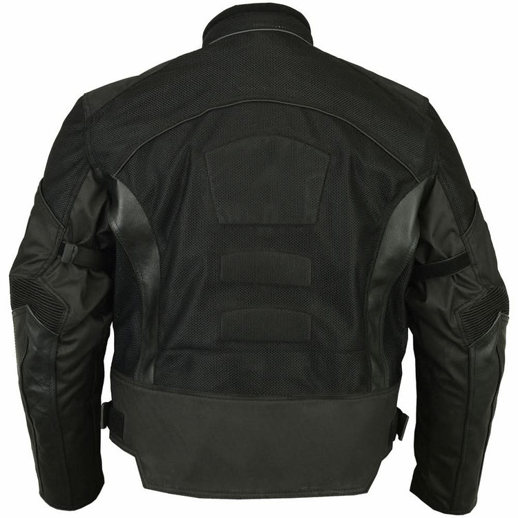 Mens Leather & Mesh Motorcycle Jacket  – Waterproof Liner