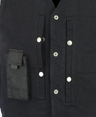 Men's Black Plain sides Denim Motorcycle Vest –  Heavy Snaps