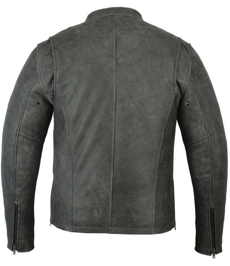 Men's Sporty Gray Leather Cruiser Jacket