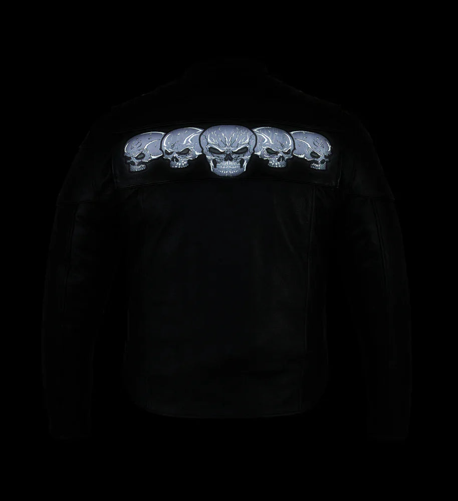 Men's Black Reflective Skulls Scooter Jacket