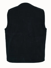Men's Traditional Motorcycle Denim Vest with Plain Sides
