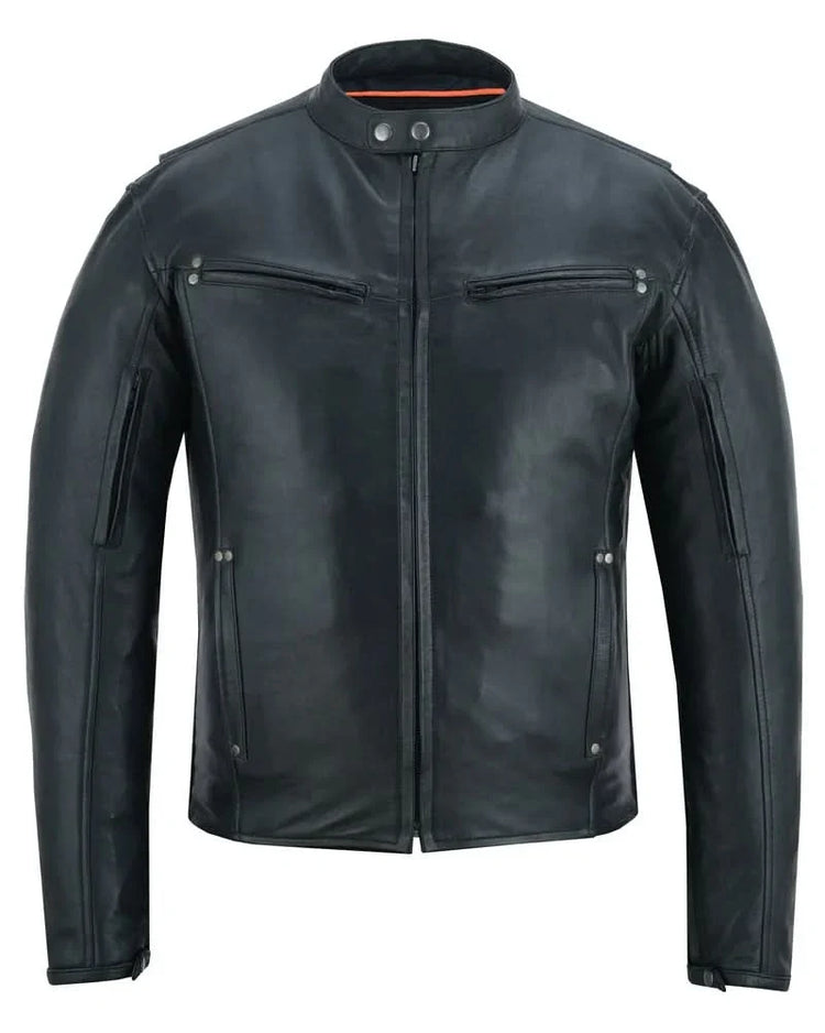 Men's Lightweight Drum Dyed Naked Lambskin Jacket - Black