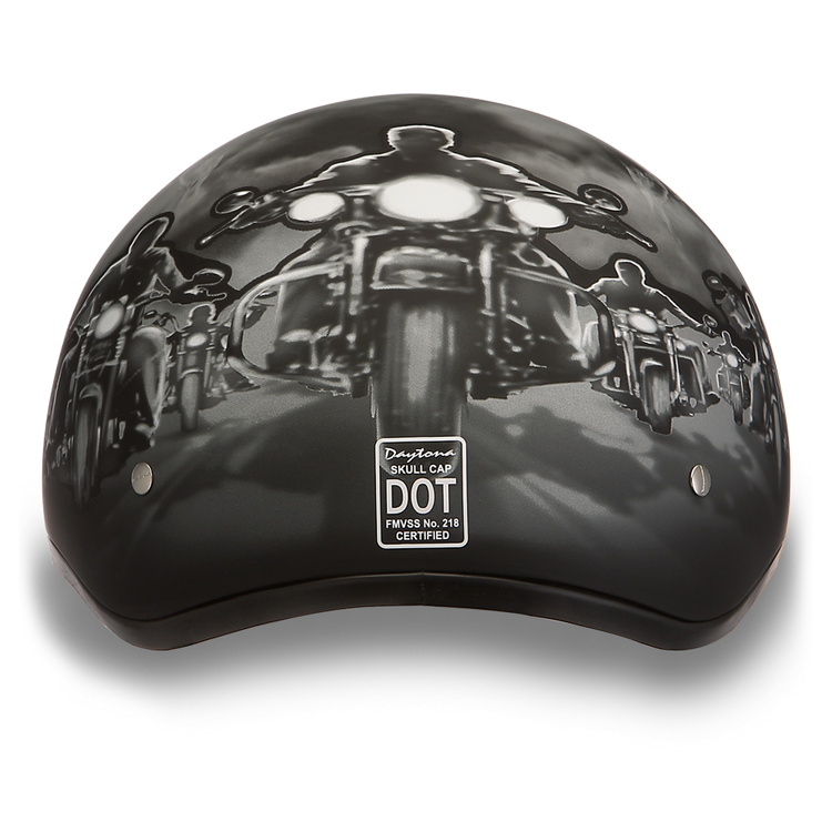 D6-G Daytona Helmets D6-G ‘Skull Cap’ with Skull and Guns Half Face Helmet Black