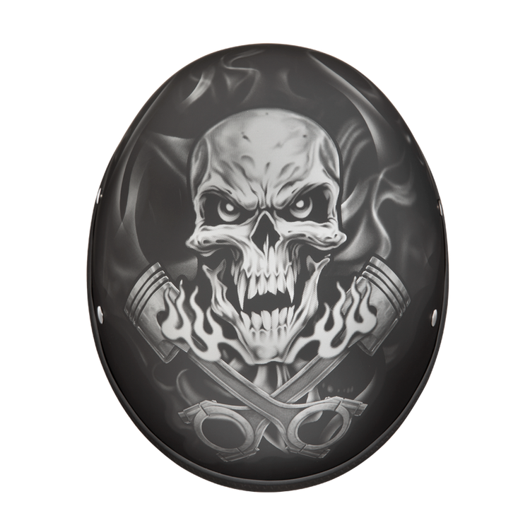 D6-PS D.O.T. DAYTONA SKULL CAP - W/ PISTONS SKULL