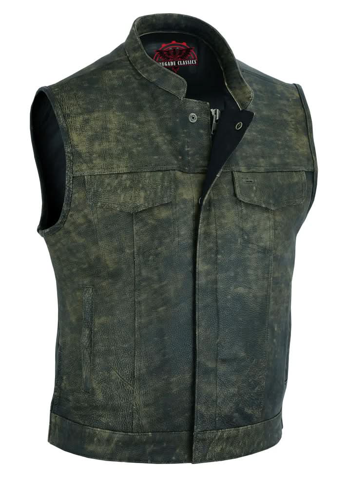 Men's Antique Brown Leather Motorcycle Vest