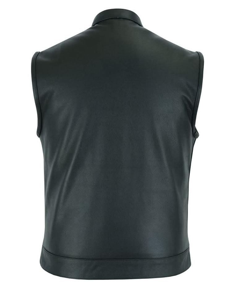 Blackhawk Scoop Collar Men's Motorcycle Vest - Smart Access Pocket & Hidden Zipper