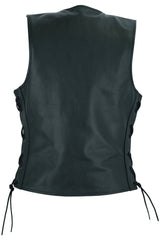 Ella Women's leather motorcycle vest -  Black