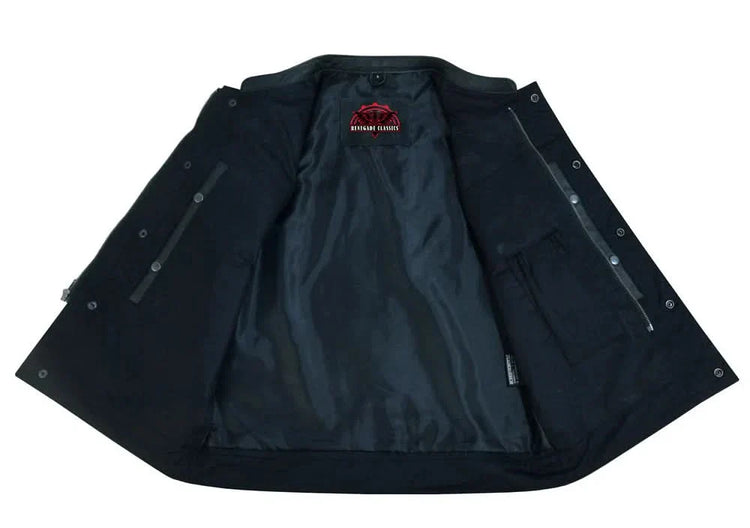 Blackhawk Scoop Collar Men's Motorcycle Vest - Smart Access Pocket & Hidden Zipper