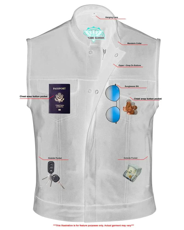 Blackhawk Scoop Collar Men's Motorcycle Vest - Smart Access Pocket & Hidden Zipper