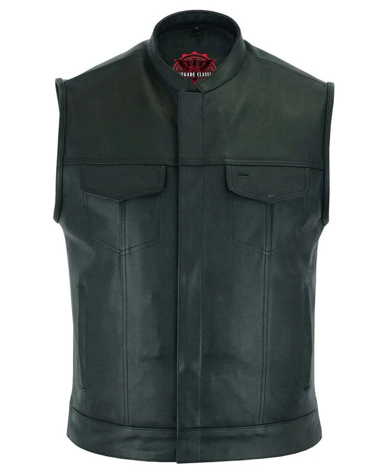 Blackhawk Scoop Collar Men's Motorcycle Vest - Smart Access Pocket & Hidden Zipper