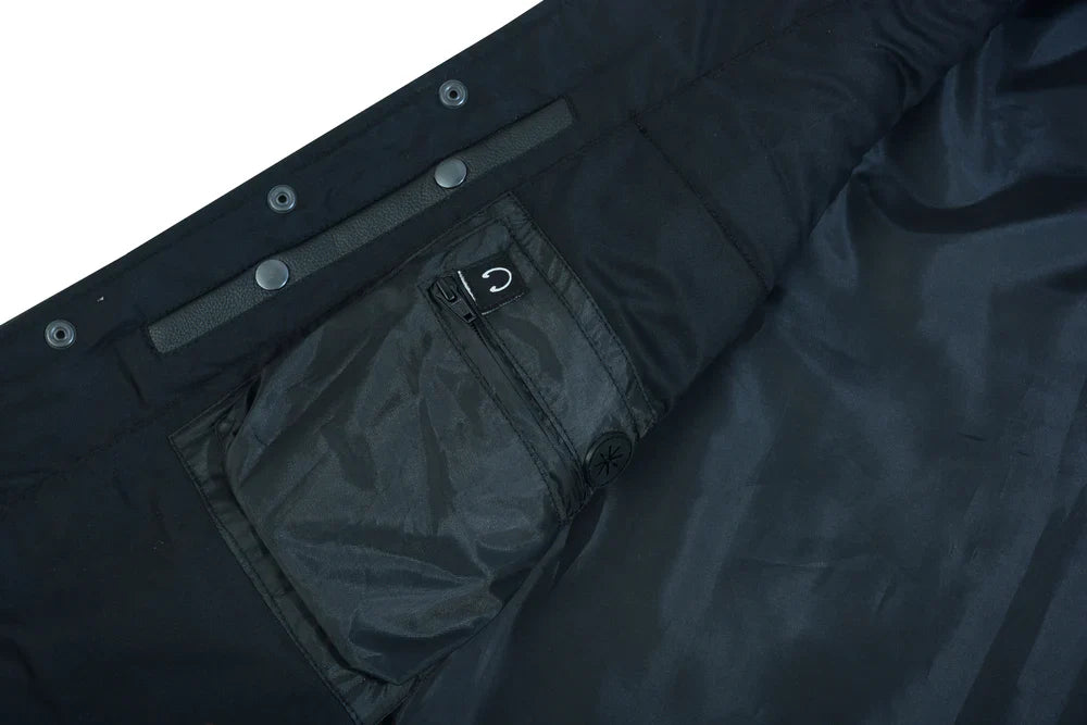 Men's Tall Classic Tapered Bottom Biker Leather Vest- Black