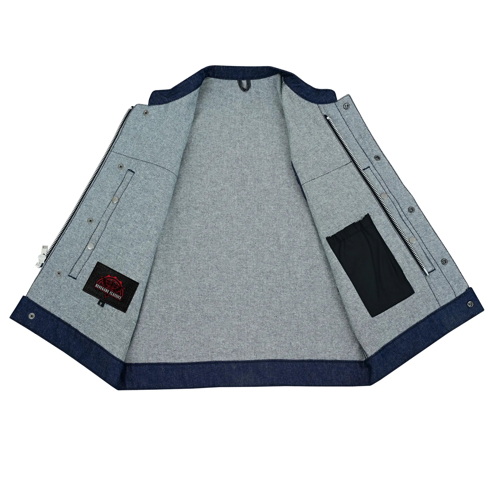 Men's Blue Rough Rub-Off Raw Finish Denim Vest